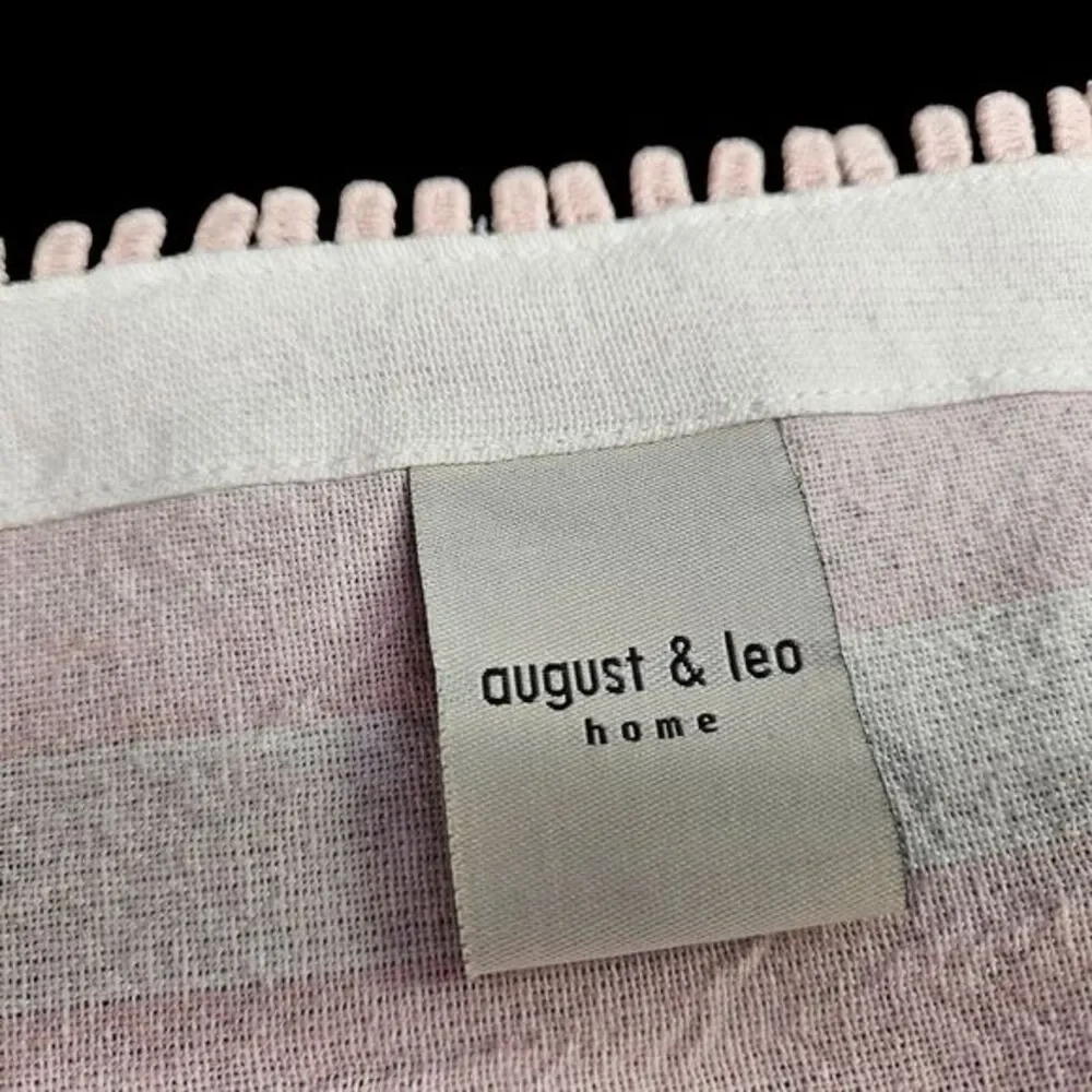 August & Leo 4 Napkins Pack Square 18 x 18 Inch Pink and White Striped Cotton Nw